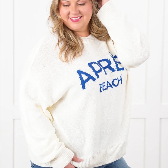 Women's Plus Size Apres Beach White Sweater, multiple sizes - Picture 2 of 3